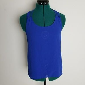 MLN royal blue blouse size small sheer